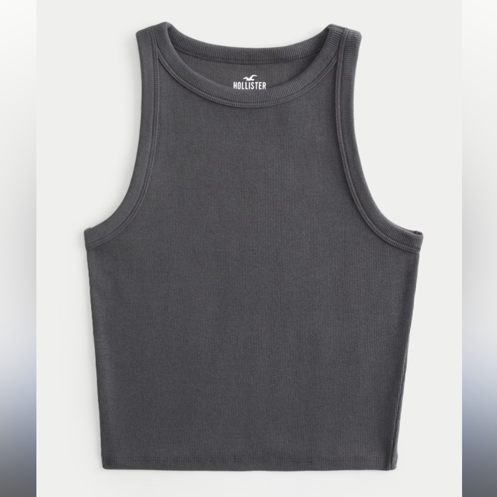 Hollister high neck ribbed tank top size medium in the color nude